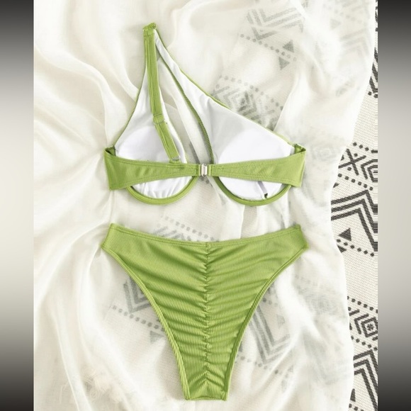 One Shoulder Ruched Bathing Suit - Picture 2 of 2